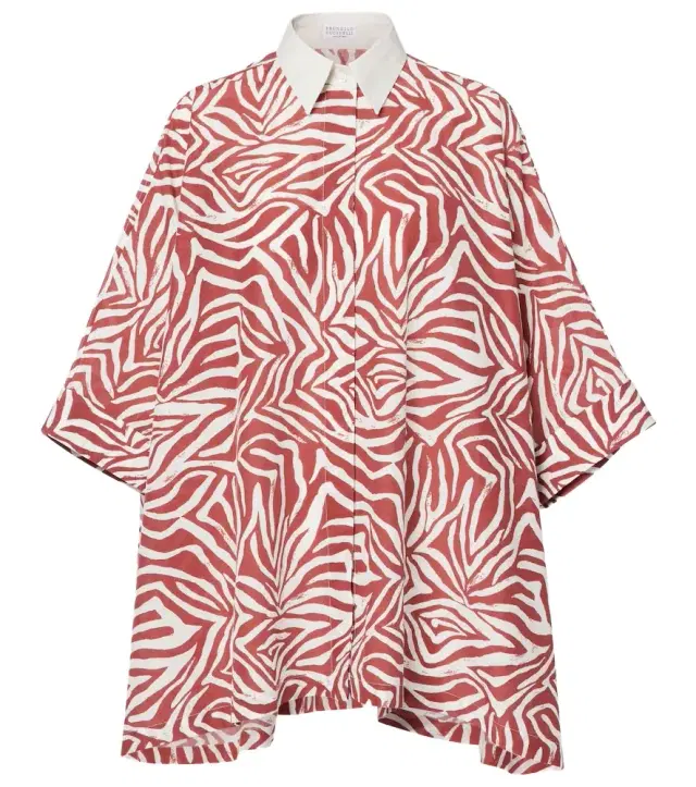 Brunello Cucinelli Printed cotton and silk shirt