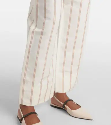 Brunello Cucinelli Monili striped linen and cotton chinos | Thumbnail 2