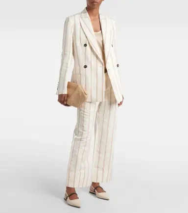 Brunello Cucinelli Monili striped linen and cotton chinos | Thumbnail 6