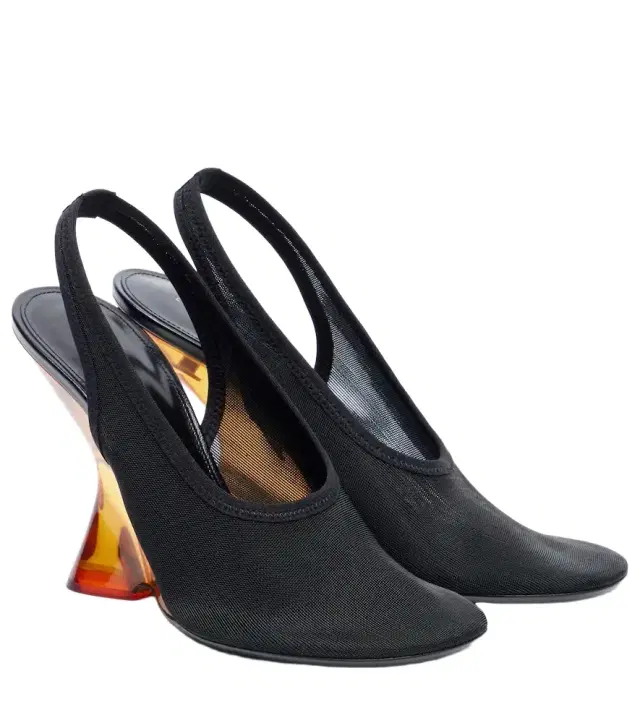 Dries Van Noten Mesh wedge slingback pumps