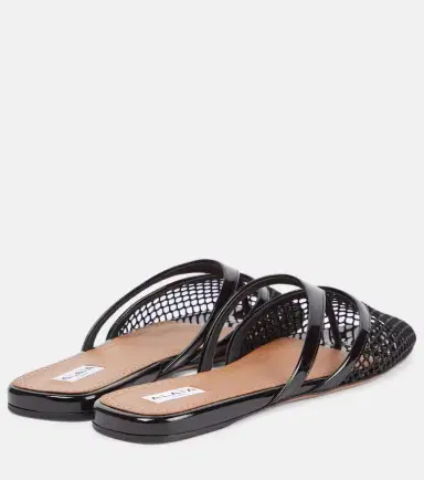 Alaïa Alaïa Infradito fishnet leather-trimmed mules | Thumbnail 3 Alaïa Alaïa Infradito fishnet leather-trimmed mules | Thumbnail 3