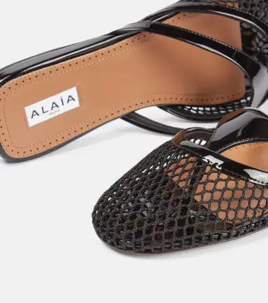 Alaïa Alaïa Infradito fishnet leather-trimmed mules | Thumbnail 4 Alaïa Alaïa Infradito fishnet leather-trimmed mules | Thumbnail 4