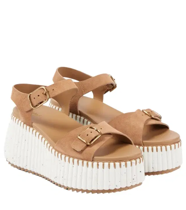 Chloé Nama suede wedge sandals
