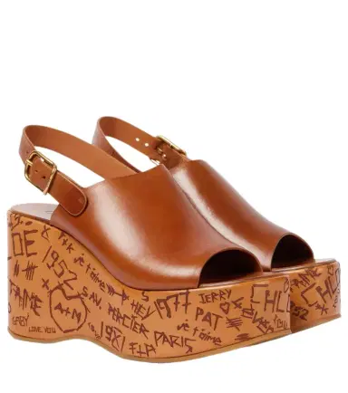 Chloé Chloé Maxime leather wedges | Thumbnail 1
