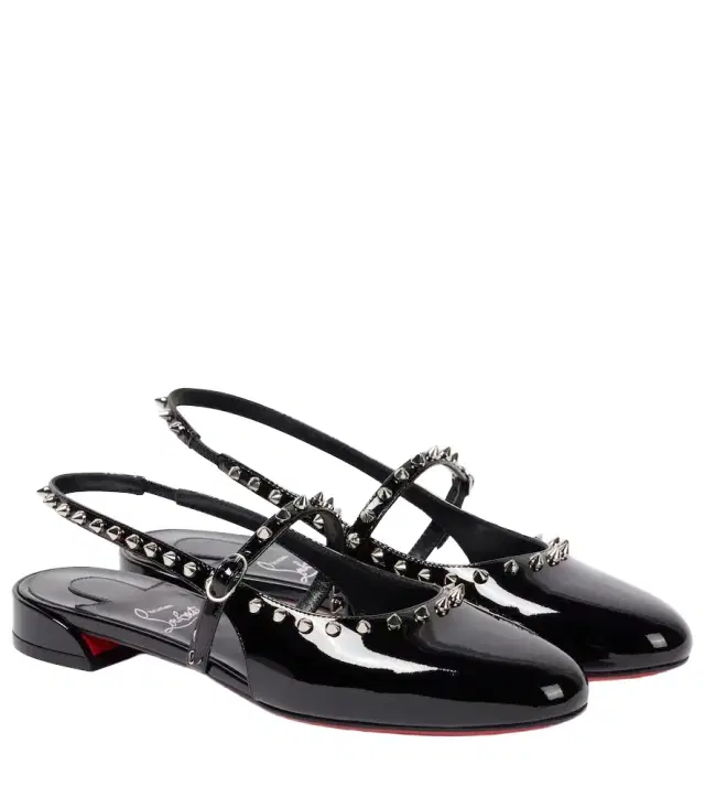 Christian Louboutin Sweet Janispikes patent leather slingback flats