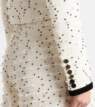 Nina Ricci Polka-dot fringed wool-blend tweed jacket | Thumbnail 4