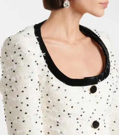 Nina Ricci Polka-dot fringed wool-blend tweed jacket | Thumbnail 5