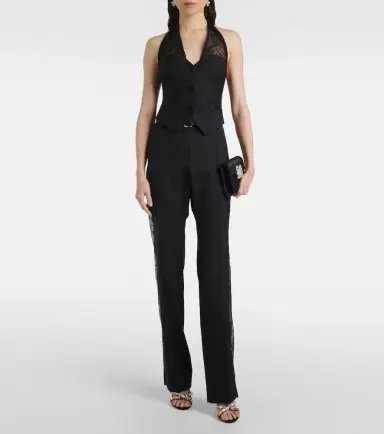Nina Ricci Lace-trimmed wool straight pants | Thumbnail 3