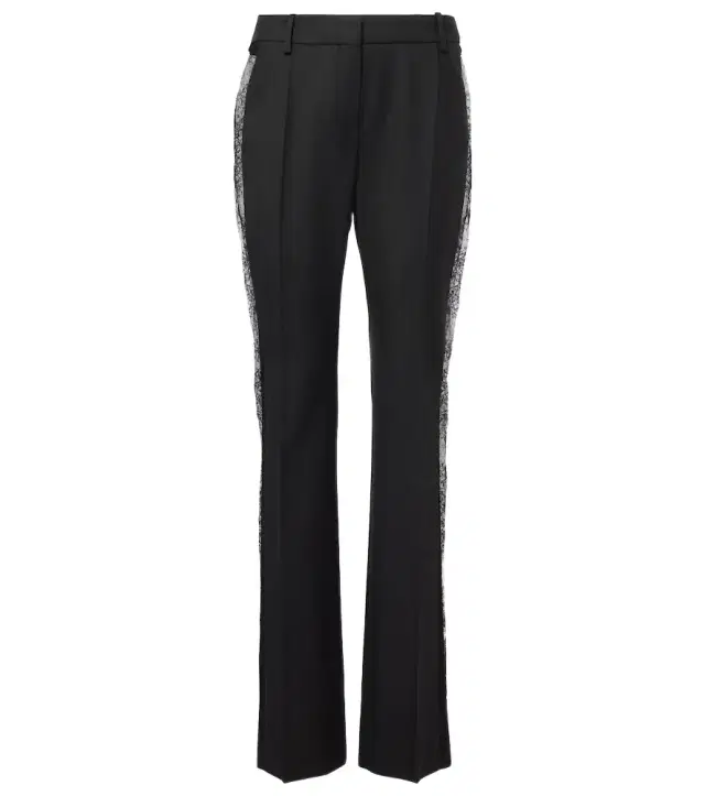 Nina Ricci Lace-trimmed wool straight pants