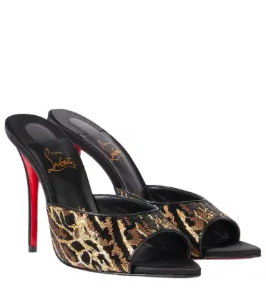 Christian Louboutin Miss Z 100 sequined satin mules | Thumbnail 1