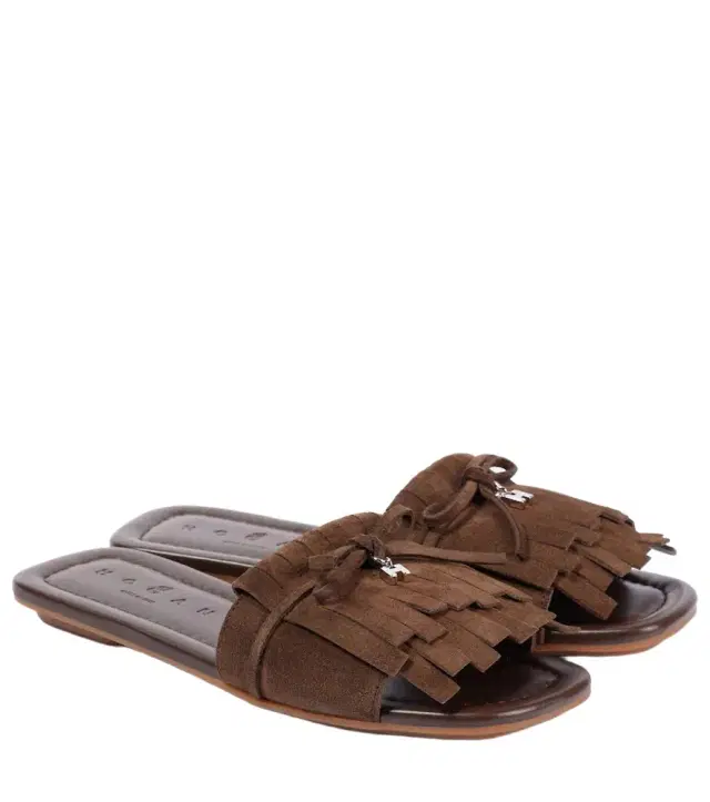 Hogan H685 fringed suede slides