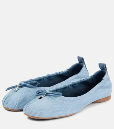 Hogan H684 bow-detail denim ballet flats | Thumbnail 2