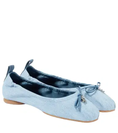 Hogan H684 bow-detail denim ballet flats | Thumbnail 1