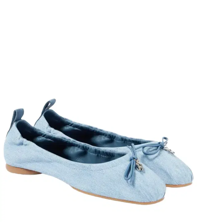 Hogan H684 bow-detail denim ballet flats