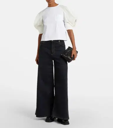 Sacai Puff-sleeve cotton-blend T-shirt | Thumbnail 2