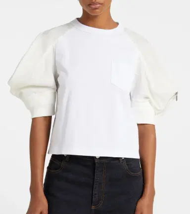 Sacai Puff-sleeve cotton-blend T-shirt | Thumbnail 4
