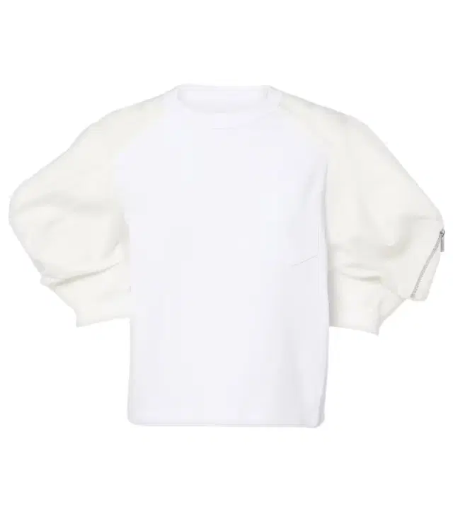 Puff-sleeve cotton-blend T-shirt