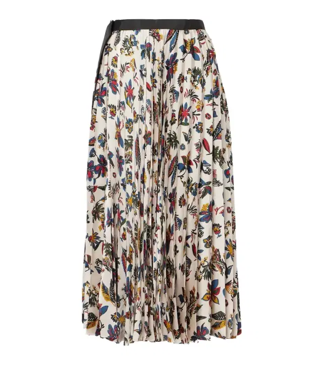 Sacai Printed pleated midi skirt
