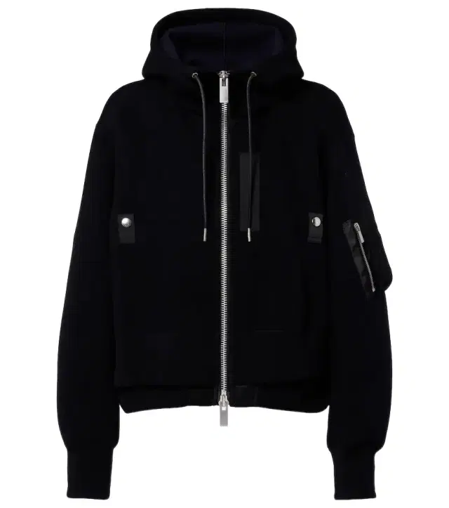 Paneled cotton-blend zip-up hoodie
