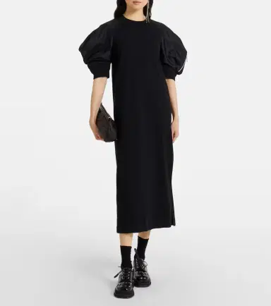 Sacai Puff-sleeve cotton-blend jersey midi dress | Thumbnail 2