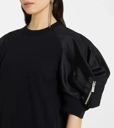 Sacai Puff-sleeve cotton-blend jersey midi dress | Thumbnail 3
