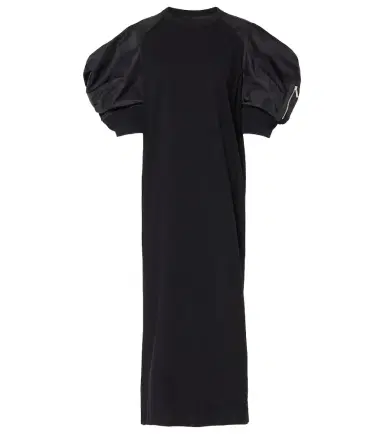 Sacai Puff-sleeve cotton-blend jersey midi dress | Thumbnail 1