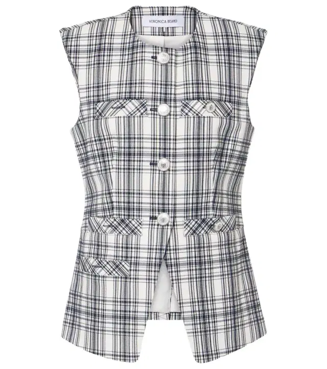 Veronica Beard Tamara plaid cotton-blend vest
