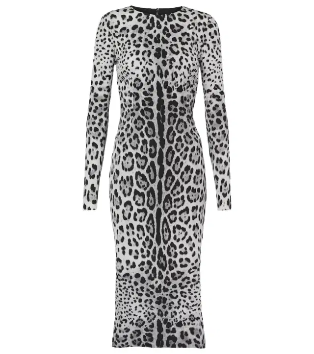 Dolce & Gabbana Leopard-print silk-blend midi dress