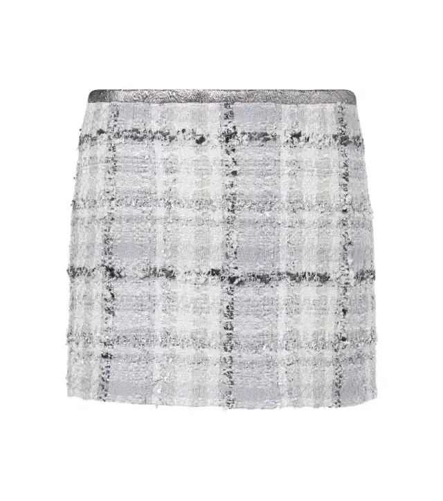 Dolce & Gabbana Checked low-rise lamé tweed miniskirt
