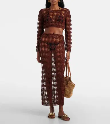 Anna Kosturova Bella crochet cotton crop top | Thumbnail 2