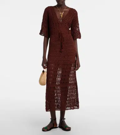 Anna Kosturova Marissa cotton crochet midi dress | Thumbnail 3
