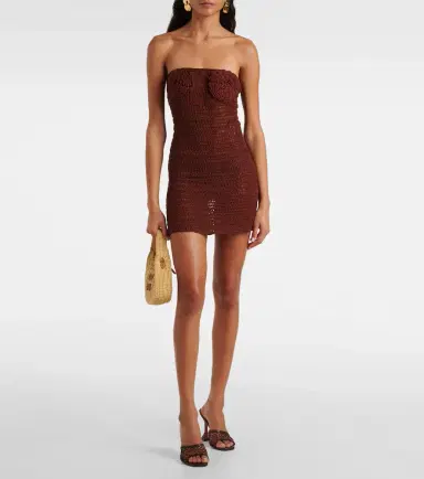 Anna Kosturova Floral crochet cotton bustier dress | Thumbnail 3