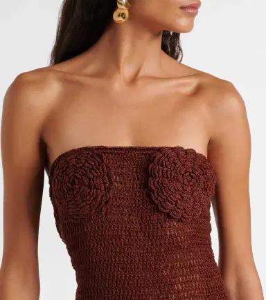 Anna Kosturova Floral crochet cotton bustier dress | Thumbnail 5