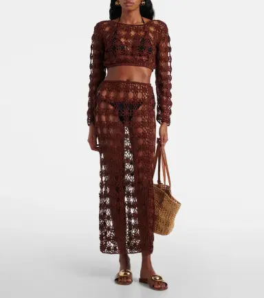Anna Kosturova Bella crochet cotton maxi skirt | Thumbnail 4