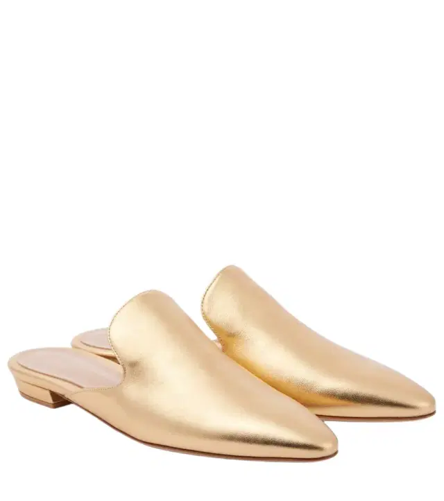 Gianvito Rossi Raja metallic leather mules