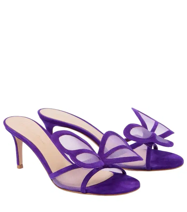 Gianvito Rossi Butterfly 70 mesh and suede mules