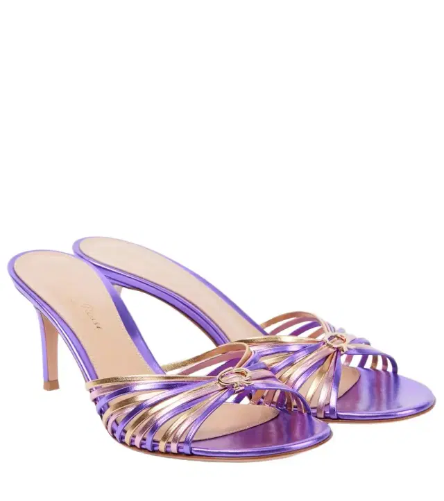 Gianvito Rossi 70 metallic leather mules