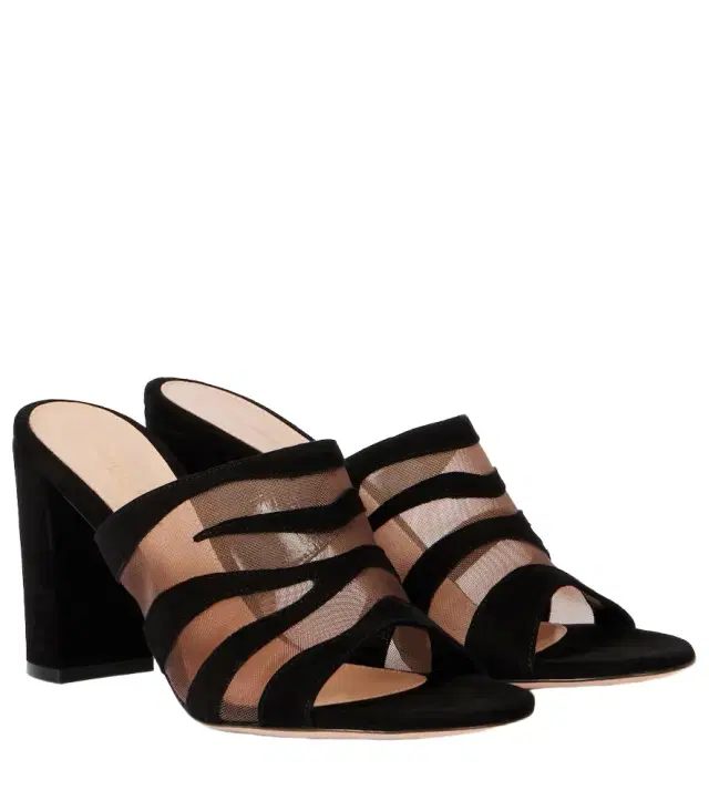 Gianvito Rossi Suede and mesh mules