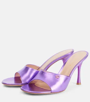Gianvito Rossi Logo metallic leather mules | Thumbnail 2 Gianvito Rossi Logo metallic leather mules | Thumbnail 2
