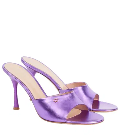Gianvito Rossi Logo metallic leather mules | Thumbnail 1 Gianvito Rossi Logo metallic leather mules | Thumbnail 1
