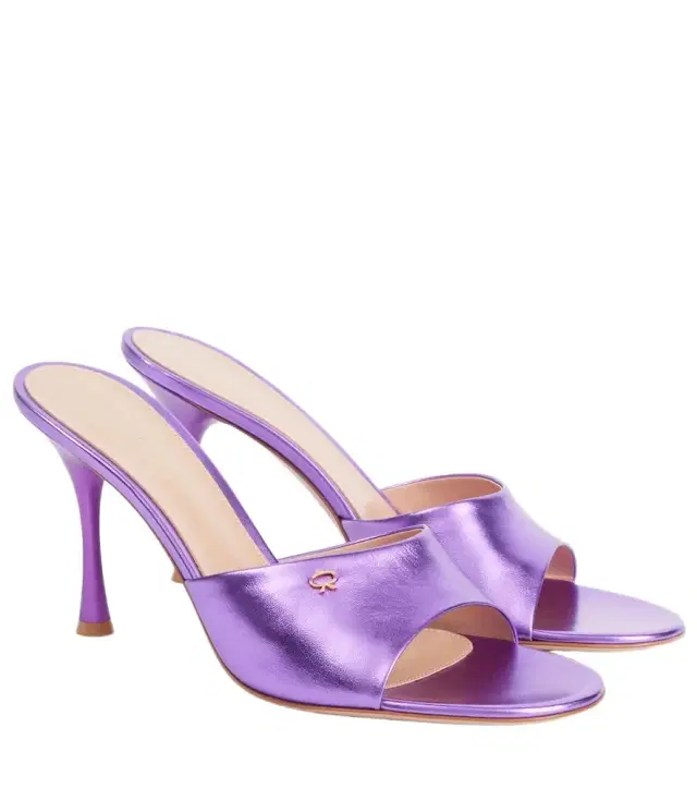 Gianvito Rossi Logo metallic leather mules