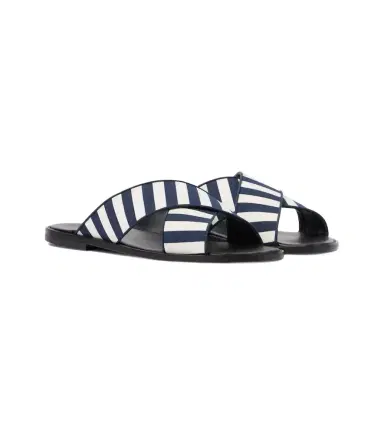 Manolo Blahnik Otawi striped canvas slides | Thumbnail 1 Manolo Blahnik Otawi striped canvas slides | Thumbnail 1