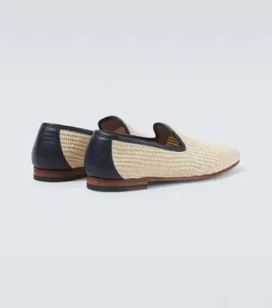 Manolo Blahnik Mario leather-trimmed raffia-effect loafers | Thumbnail 2 Manolo Blahnik Mario leather-trimmed raffia-effect loafers | Thumbnail 2
