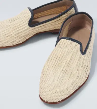 Manolo Blahnik Mario leather-trimmed raffia-effect loafers | Thumbnail 3 Manolo Blahnik Mario leather-trimmed raffia-effect loafers | Thumbnail 3