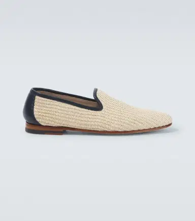 Manolo Blahnik Mario leather-trimmed raffia-effect loafers | Thumbnail 4 Manolo Blahnik Mario leather-trimmed raffia-effect loafers | Thumbnail 4