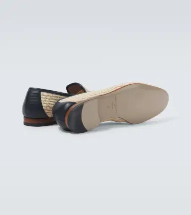 Manolo Blahnik Mario leather-trimmed raffia-effect loafers | Thumbnail 5 Manolo Blahnik Mario leather-trimmed raffia-effect loafers | Thumbnail 5