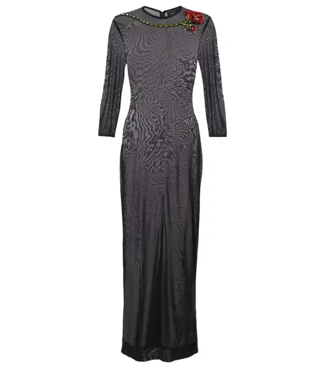Simone Rocha Crystal-embellished sheer cocktail dress