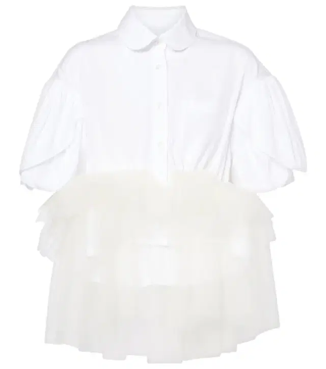 Simone Rocha Tulle-trimmed cropped cotton shirt