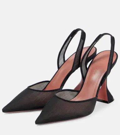 Amina Muaddi Holli mesh slingback pumps | Thumbnail 3