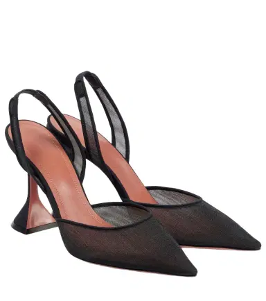 Amina Muaddi Holli mesh slingback pumps | Thumbnail 1